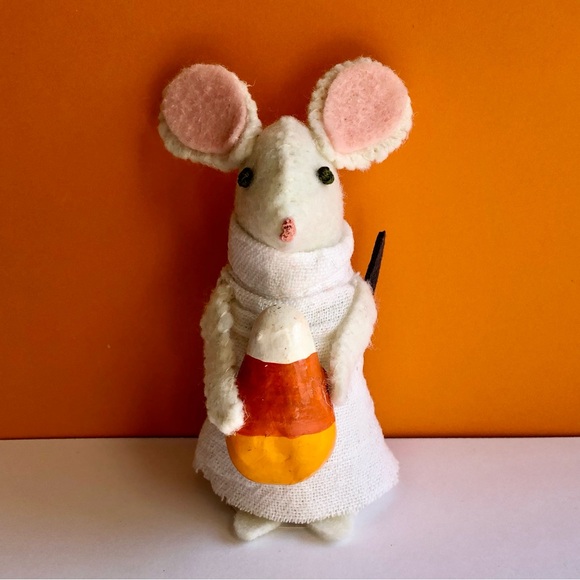 Handmade Other - Felt Cottage mouse holding Candy Corn ready for Fall Autumn Halloween hand-sewn